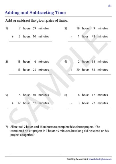 Time Add Subtract Hours Minutes .